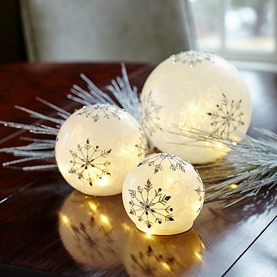 LED Snowflake Globe Table Decor 3-piece Set