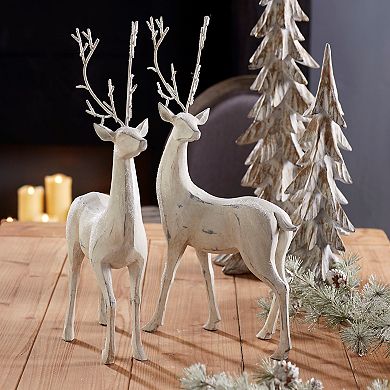 Distressed Reindeer Christmas Floor Decor 2-piece Set