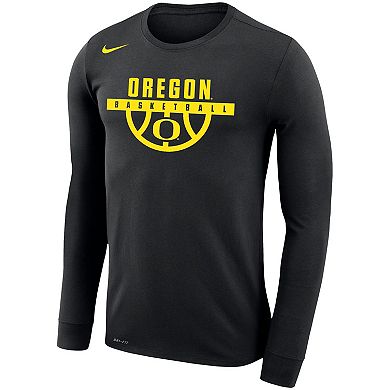 Men's Nike Black Oregon Ducks Basketball Drop Legend Long Sleeve Performance T-Shirt