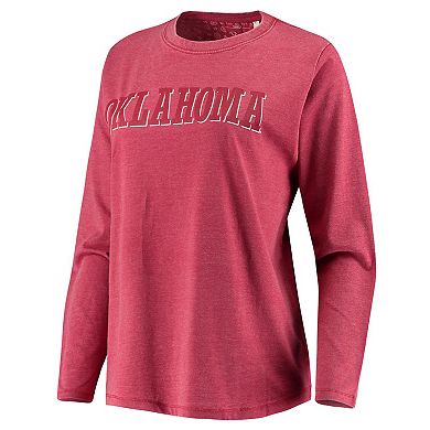 Women's Pressbox Crimson Oklahoma Sooners Tonal Block Vintage Wash Long Sleeve T-Shirt