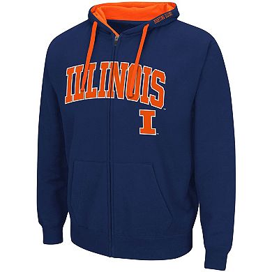 Men's Colosseum Navy Illinois Fighting Illini Big & Tall Full-Zip Hoodie