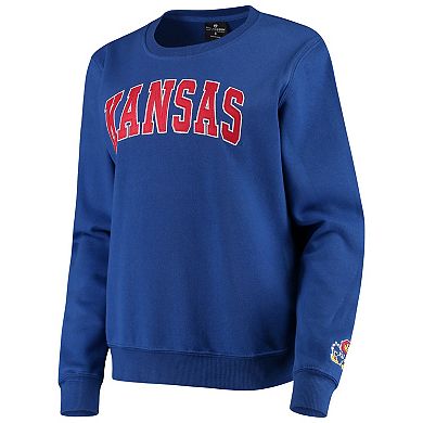 Women's Colosseum Royal Kansas Jayhawks Campanile Pullover Sweatshirt