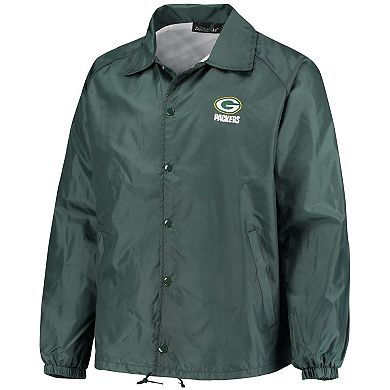 Men's Green Green Bay Packers Coaches Classic Raglan Full-Snap Windbreaker Jacket