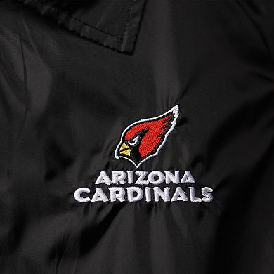 Men's Black Arizona Cardinals Coaches Classic Raglan Full-Snap Windbreaker Jacket