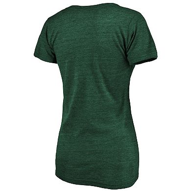 Women's Fanatics Branded Heathered Green Oakland Athletics Core Weathered Tri-Blend V-Neck T-Shirt
