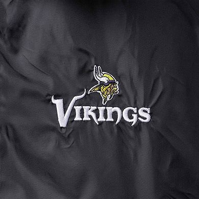 Men's Black Minnesota Vikings Coaches Classic Raglan Full-Snap Windbreaker Jacket