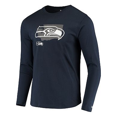 Men's New Era College Navy Seattle Seahawks State Long Sleeve T-Shirt