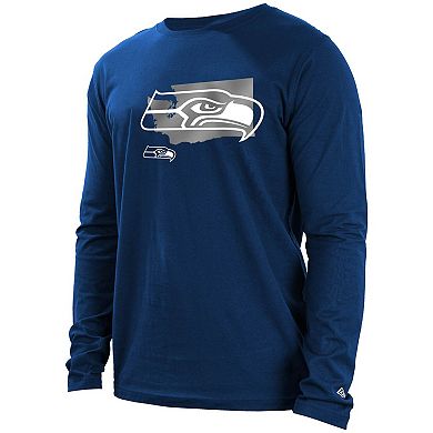 Men's New Era College Navy Seattle Seahawks State Long Sleeve T-Shirt