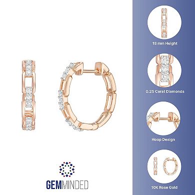 Gemminded 10k Rose Gold 1/4 Carat T.W. Diamond Link Hoop Earrings