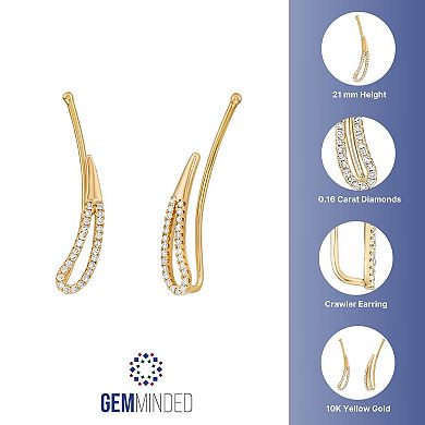 Gemminded 10k Gold 1/6 Carat T.W. Diamond Crawler Earrings