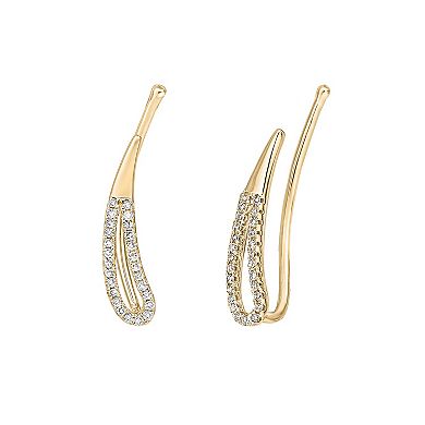 Gemminded 10k Gold 1/6 Carat T.W. Diamond Crawler Earrings