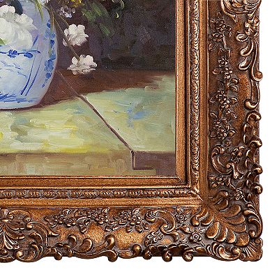 La Pastiche Grande Vase Di Fiori Renoir Bronze Framed Canvas Wall Art