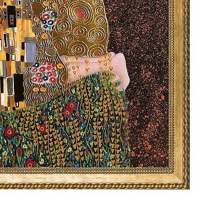 La Pastiche The Kiss Klimt Beaded Framed Canvas Wall Art