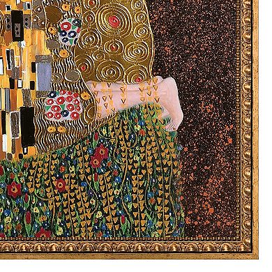 La Pastiche The Kiss Full View Gustav Klimt Framed Canvas Wall Art