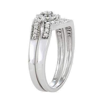 10k White Gold 1/3 Carat T.W. Diamond Bridal Set Ring