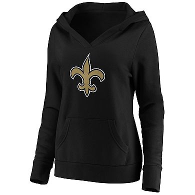 Women's Fanatics Branded Black New Orleans Saints Primary Team Logo V-Neck Pullover Hoodie