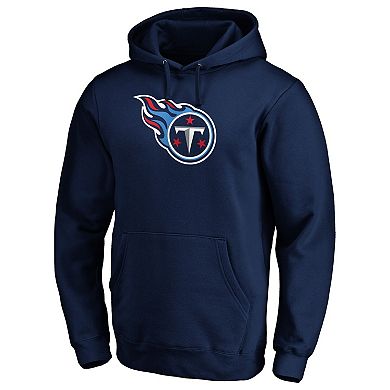 Men's Fanatics Branded Navy Tennessee Titans Primary Logo Fitted Pullover Hoodie