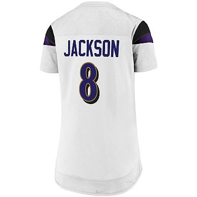 Women's Fanatics Branded Lamar Jackson White Baltimore Ravens Athena Name & Number Fashion Top