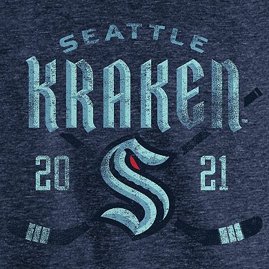 Men's Fanatics Branded Heather Navy Seattle Kraken Line Shift Tri-Blend T-Shirt