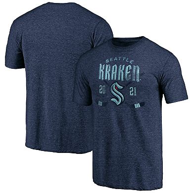 Men's Fanatics Branded Heather Navy Seattle Kraken Line Shift Tri-Blend T-Shirt