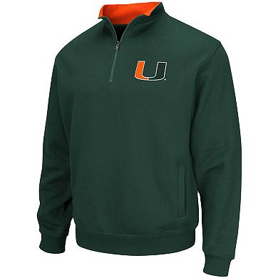 Men's Colosseum Green Miami Hurricanes Tortugas Logo Quarter-Zip Jacket