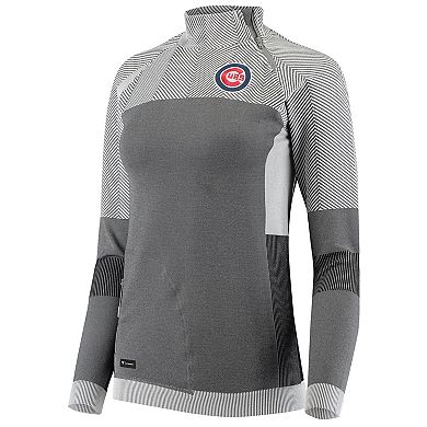 Women's Levelwear Gray Chicago Cubs Verse Asymmetrical Tri-Blend Quarter-Zip Jacket