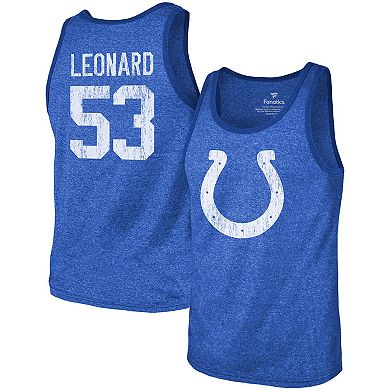 Men's Fanatics Branded Darius Leonard Royal Indianapolis Colts Name & Number Tri-Blend Tank Top