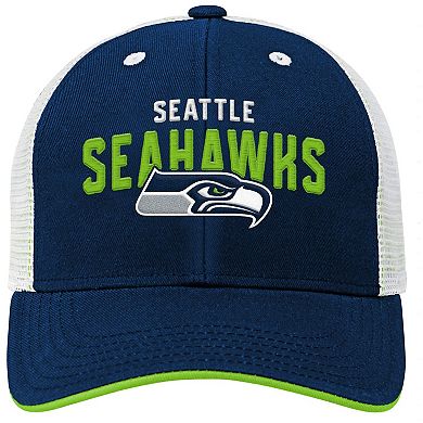 Preschool College Navy/White Seattle Seahawks Core Lockup Mesh Back Snapback Hat