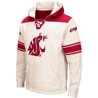 Men's Colosseum Cream Washington State Cougars 2.0 Lace-Up Hoodie