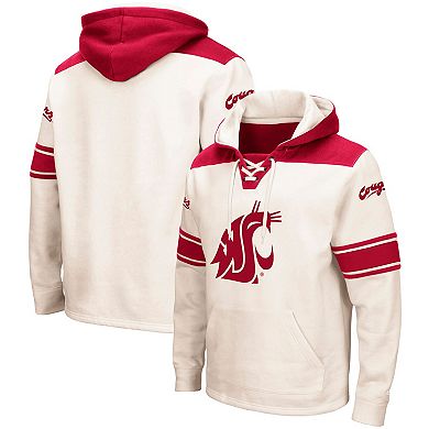 Men's Colosseum Cream Washington State Cougars 2.0 Lace-Up Hoodie