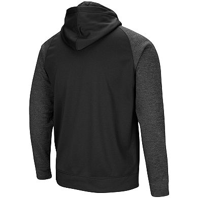 Men's Colosseum Black Nebraska Huskers Big & Tall Blackout Raglan Full-Zip Hoodie