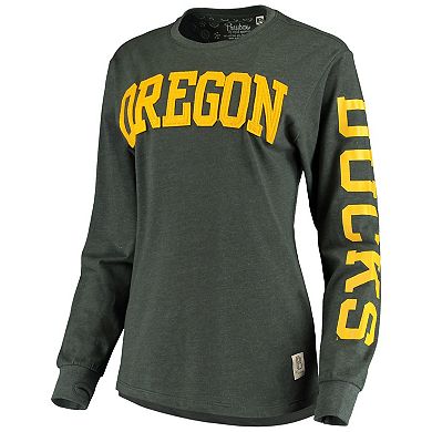 Women's Pressbox Green Oregon Ducks Two-Hit Canyon Long Sleeve T-Shirt