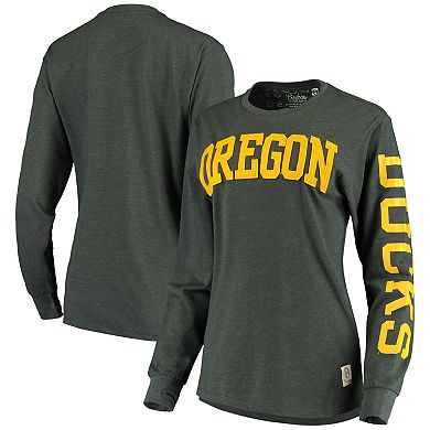 Women's Pressbox Green Oregon Ducks Two-Hit Canyon Long Sleeve T-Shirt