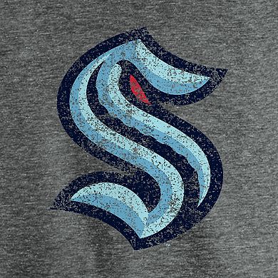 Men's Fanatics Branded Heather Gray Seattle Kraken Distressed Team Tri-Blend T-Shirt