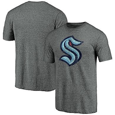 Men's Fanatics Branded Heather Gray Seattle Kraken Distressed Team Tri-Blend T-Shirt