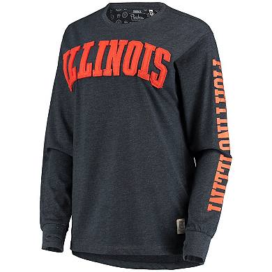 Women's Pressbox Navy Illinois Fighting Illini Two-Hit Canyon Long Sleeve T-Shirt