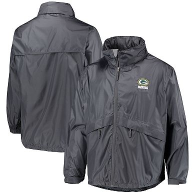 Men's Dunbrooke Graphite Green Bay Packers Circle Sportsman Waterproof Packable Full-Zip Jacket