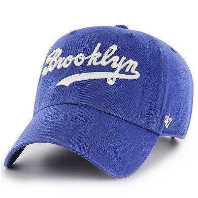 Men's '47 Royal Brooklyn Dodgers Logo Cooperstown Collection Clean Up Adjustable Hat