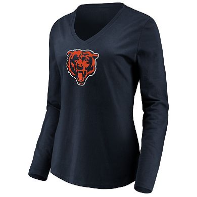 Women's NFL Pro Line by Fanatics Branded Navy Chicago Bears Primary Logo Long Sleeve V-Neck T-Shirt