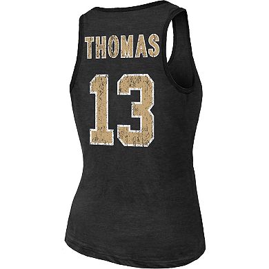 Women's Fanatics Branded Heathered Black New Orleans Saints Name & Number Tri-Blend Tank Top