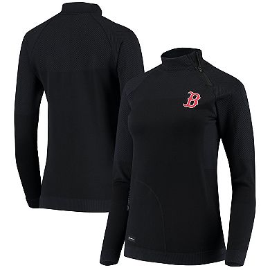 Women's Levelwear Navy Boston Red Sox Verse Asymmetrical Tri-Blend Quarter-Zip Jacket