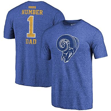 Men's Fanatics Branded Heathered Royal Los Angeles Rams Greatest Dad Retro Tri-Blend T-Shirt