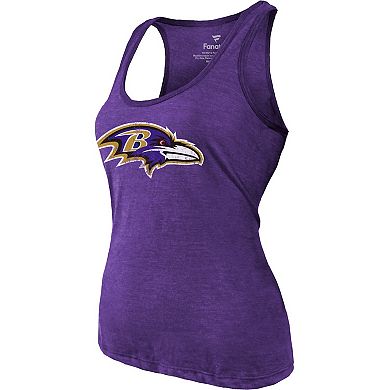 Women's Majestic Threads Heathered Purple Baltimore Ravens Name & Number Tri-Blend Tank Top