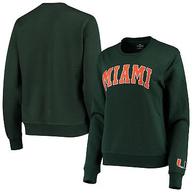 Women's Colosseum Green Miami Hurricanes Campanile Pullover Sweatshirt