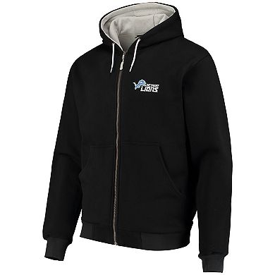 Men's Dunbrooke Black Detroit Lions Craftsman Thermal-Lined Full-Zip Hoodie