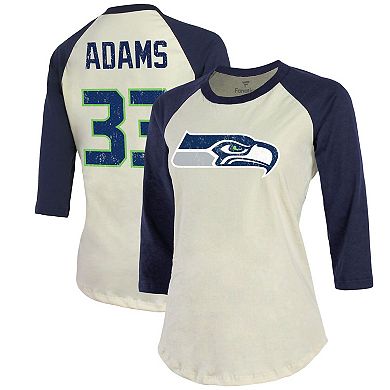 Women's Fanatics Branded Jamal Adams Cream/Navy Seattle Seahawks Player Raglan Name & Number 3/4-Sleeve T-Shirt