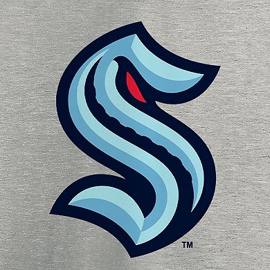 Men's Fanatics Branded Heather Gray Seattle Kraken Primary Team Logo Fleece Fitted Pullover Hoodie
