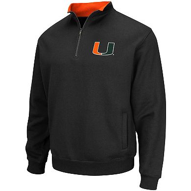 Men's Colosseum Black Miami Hurricanes Tortugas Logo Quarter-Zip Jacket