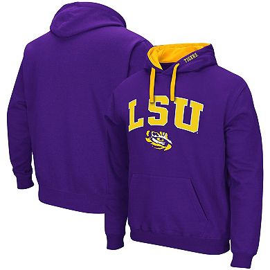 Men's Colosseum Purple LSU Tigers Big & Tall Arch & Logo 2.0 Pullover Hoodie