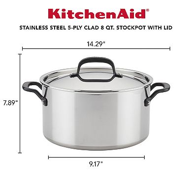 KitchenAid 5-Ply Clad 8-qt. Stainless Steel Stockpot with Lid